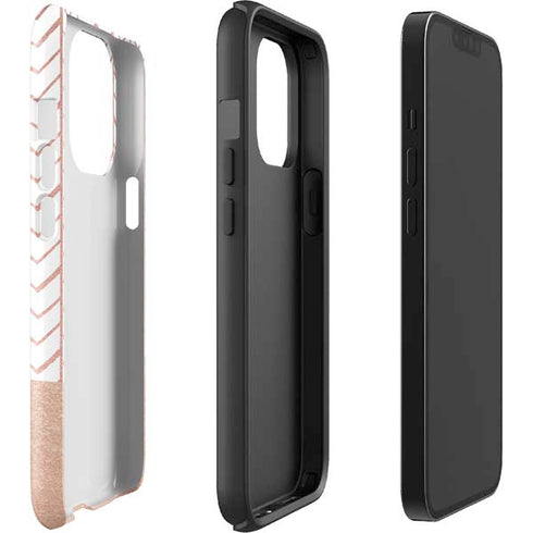 Rose Gold Herringbone iPhone 15 Pro Impact Case